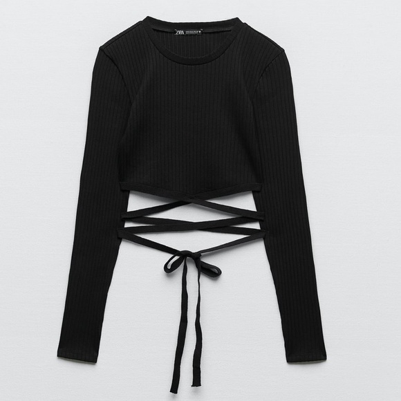 NWT Zara Cropped Tie Top - Picture 1 of 8